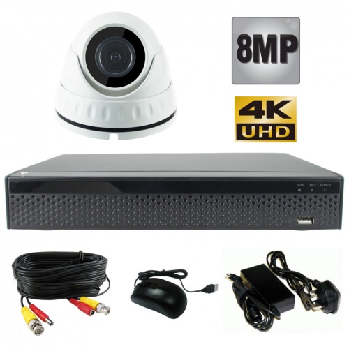 8Mp Hd CCTV Camera System with 30m Ir Dome Camera & 1Tb Dvr